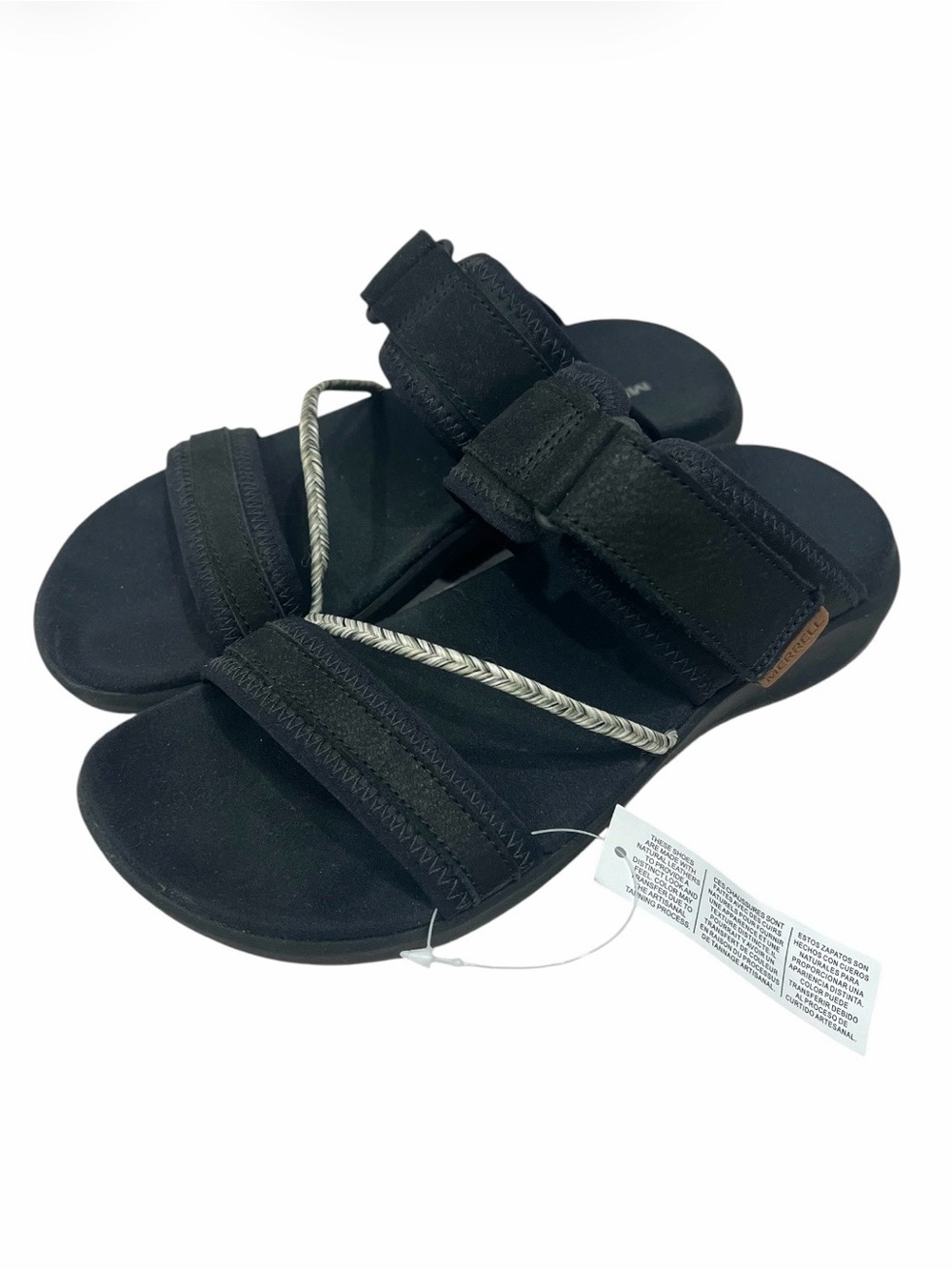 Merrell FloatMax Black Boho Braided Women's Terran 4 Post Slides Sandals